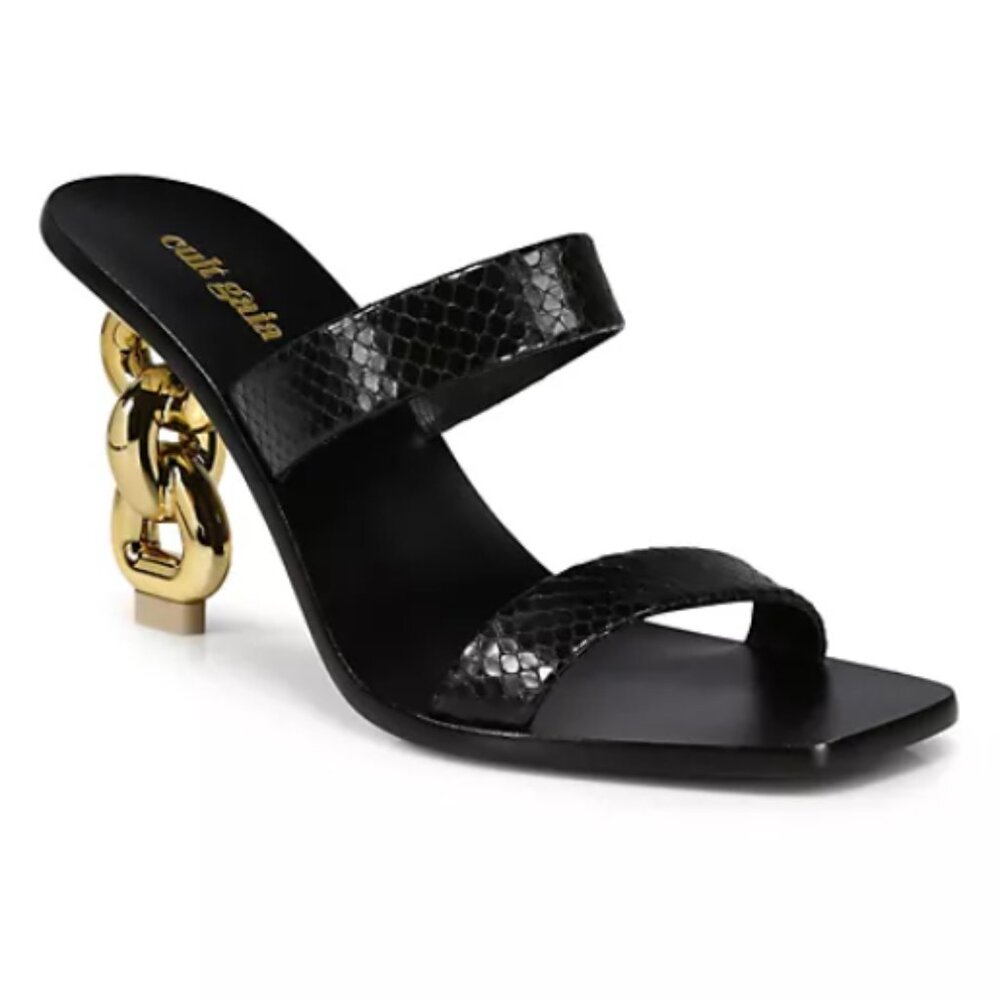CULT GAIA Vivianne Embossed Leather Slide Sandals NWT